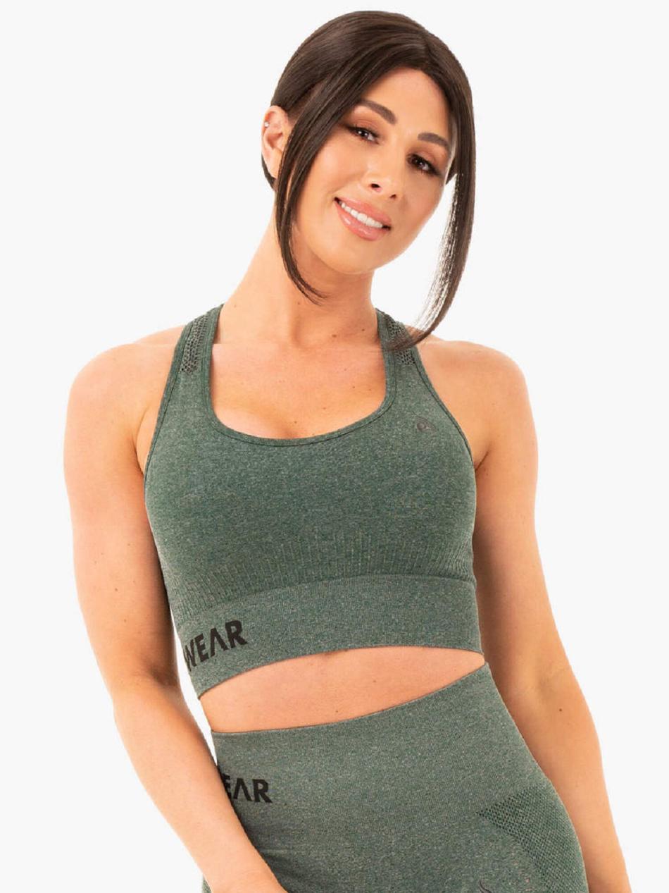 Green Women\'s Ryderwear Seamless Staples Sports Bras | 129G70190