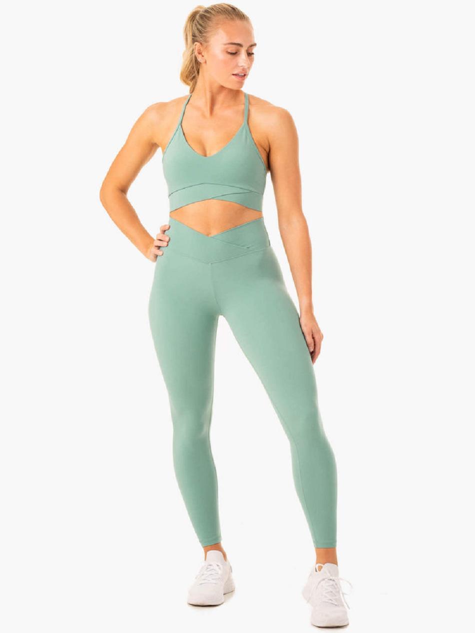 Green Women's Ryderwear Serene Cross Over Sports Bras | DS5147030