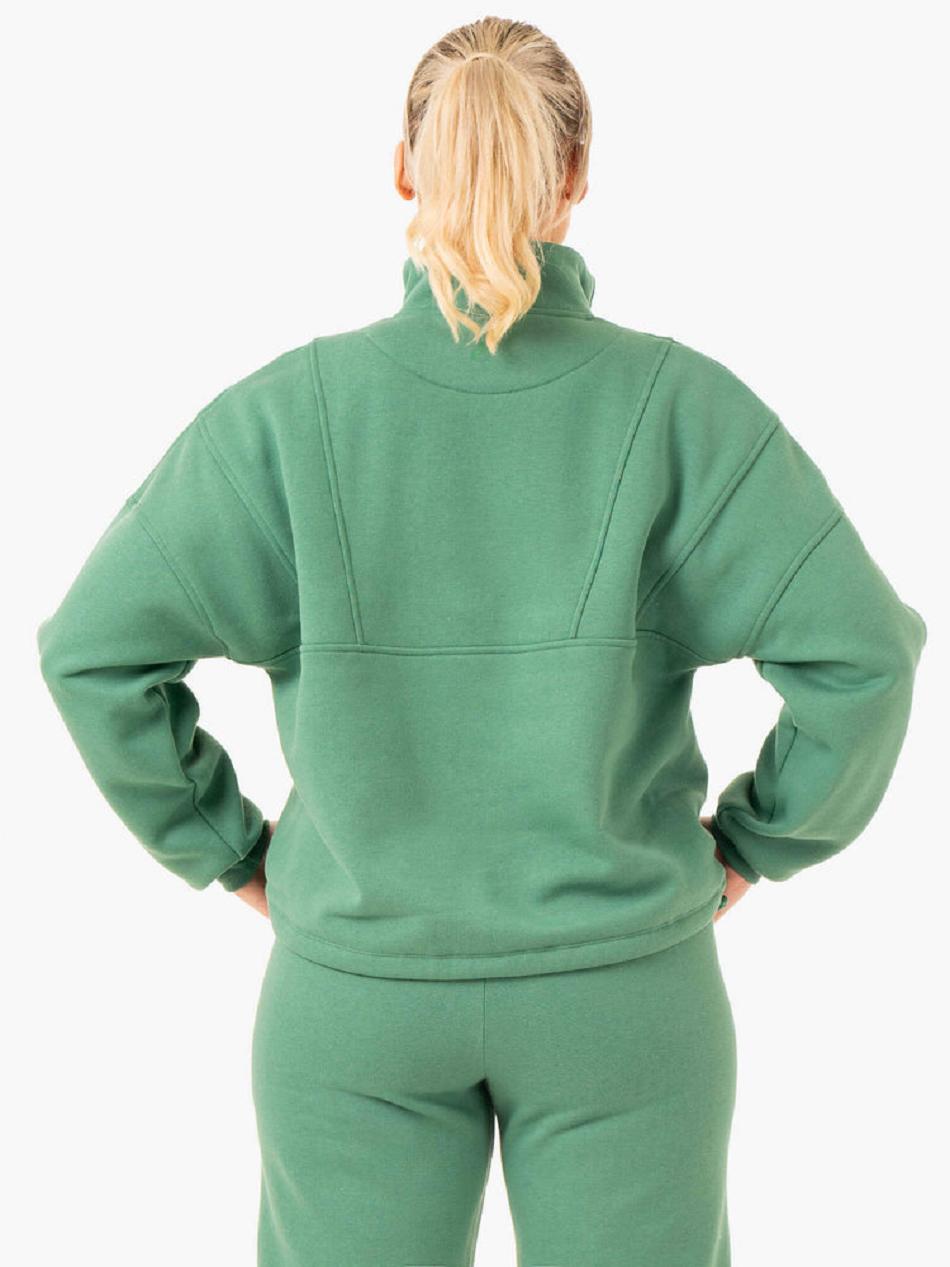 Green Women's Ryderwear Sideline Half Zip Jumper Top | 6Y6760067