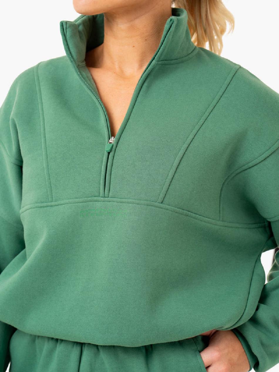 Green Women's Ryderwear Sideline Half Zip Jumper Top | 6Y6760067