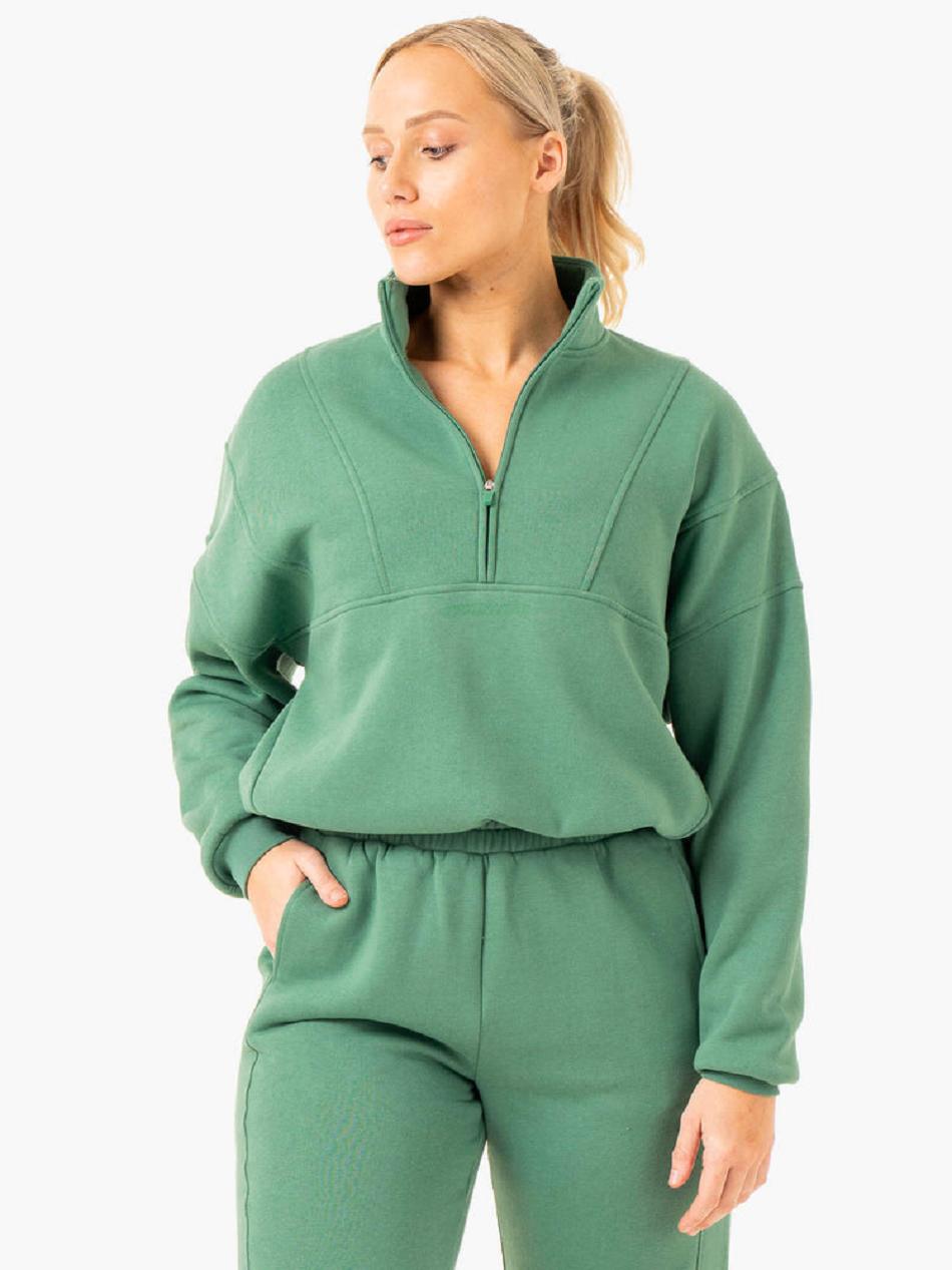 Green Women\'s Ryderwear Sideline Half Zip Jumper Top | 6Y6760067