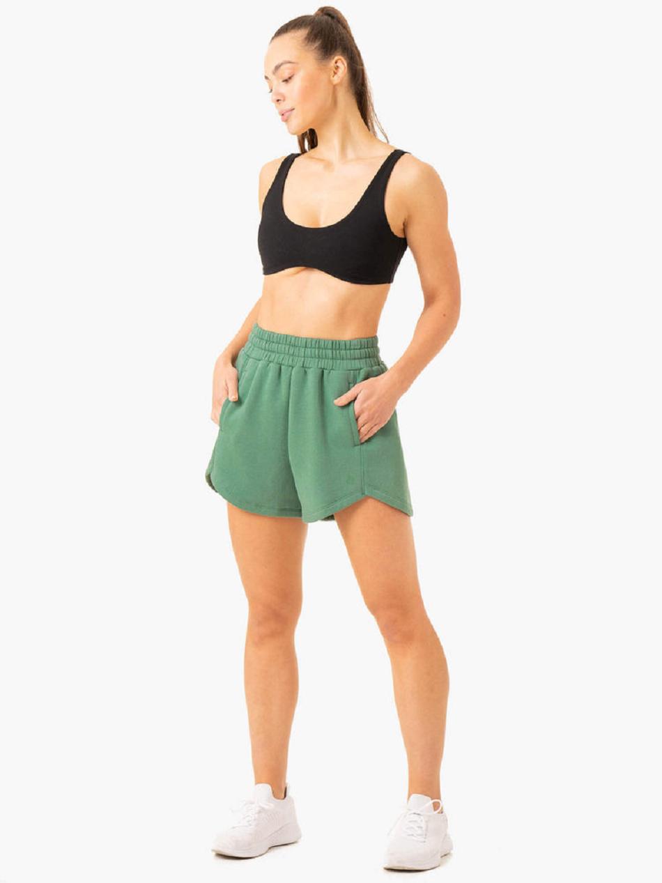 Green Women's Ryderwear Sideline Track Shorts Active Lounge | 82HF47680