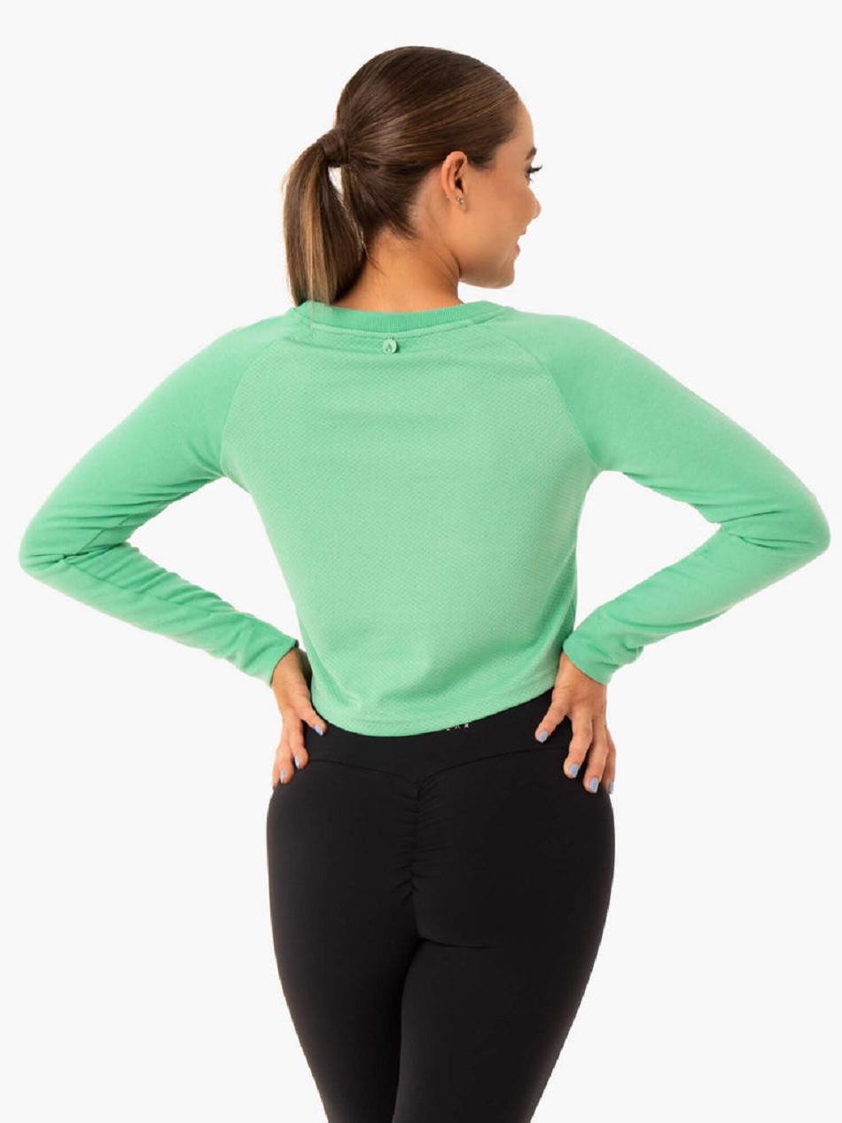 Green Women's Ryderwear Staples Cropped Sweater Top | DF6210403