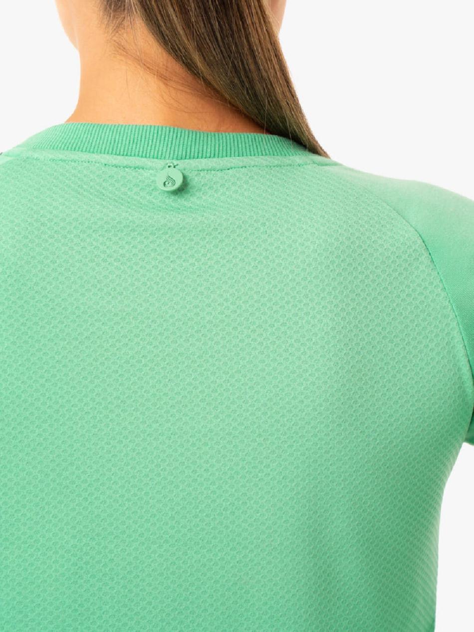 Green Women's Ryderwear Staples Cropped Sweater Top | DF6210403