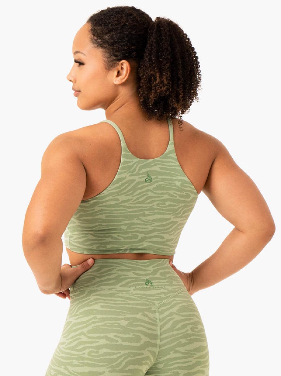 Green Women's Ryderwear Transform Reversible Sports Crop Top | 65RC43364