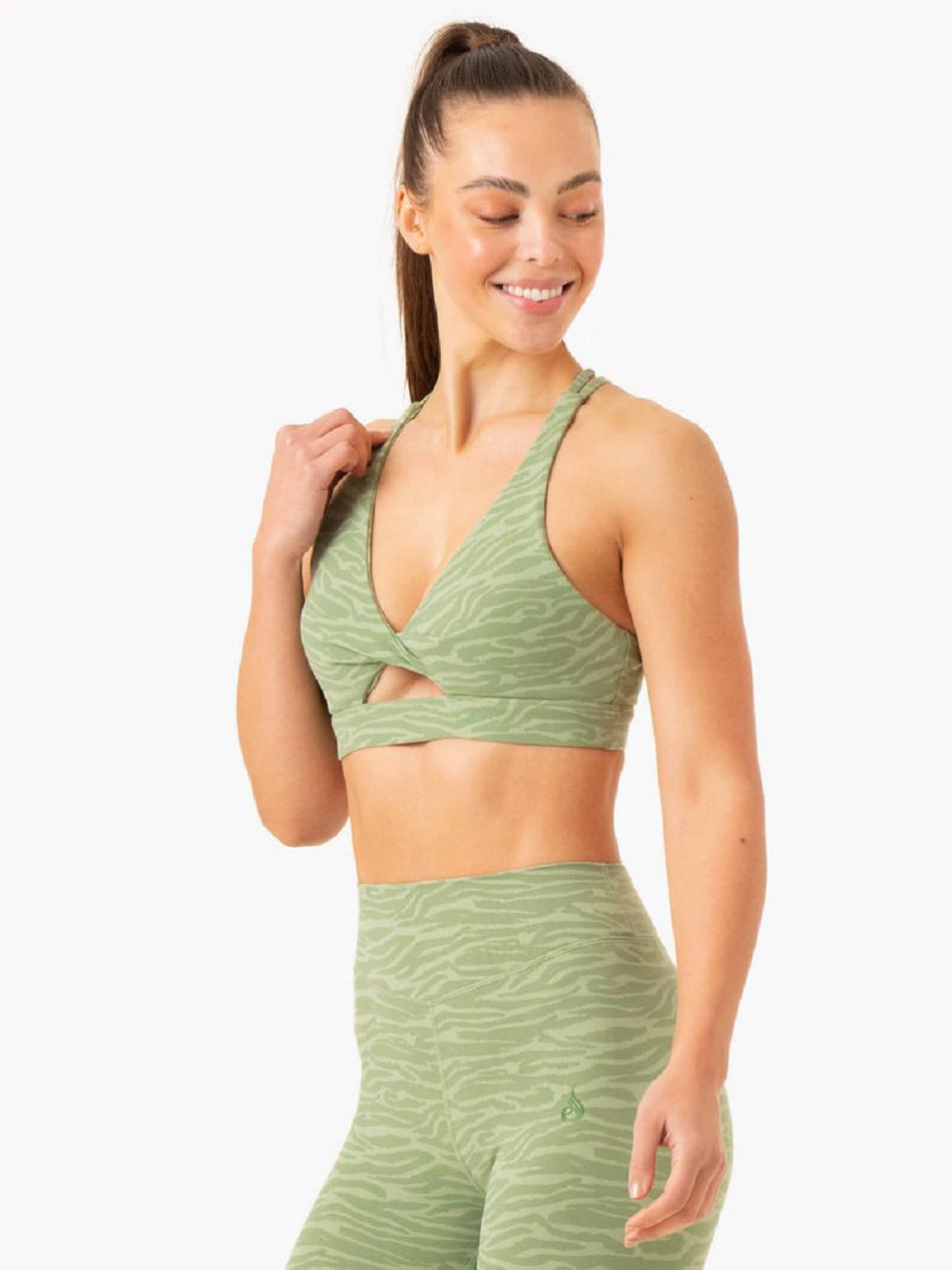 Green Women's Ryderwear Transform Twist Sports Bras | FR5097569