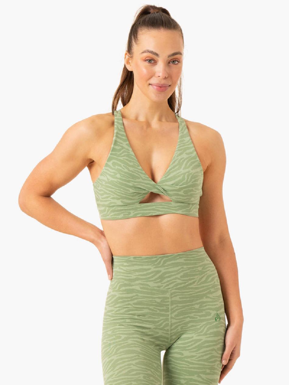 Green Women\'s Ryderwear Transform Twist Sports Bras | FR5097569