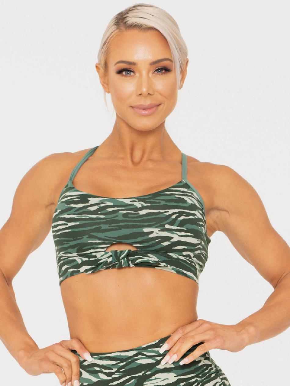 Green Women's Ryderwear Wild Tied Up Sports Bras | 57YH50122