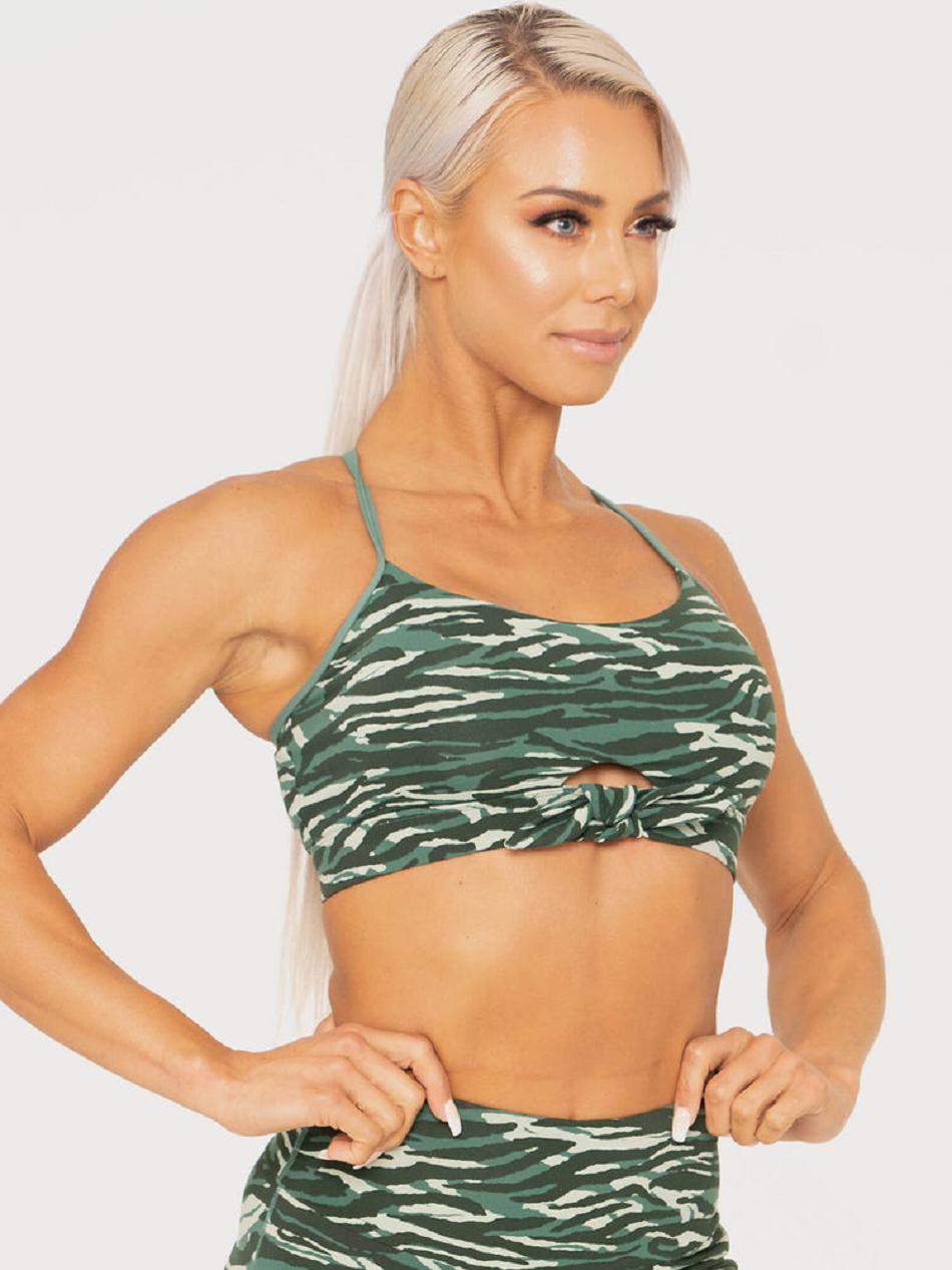 Green Women's Ryderwear Wild Tied Up Sports Bras | 57YH50122