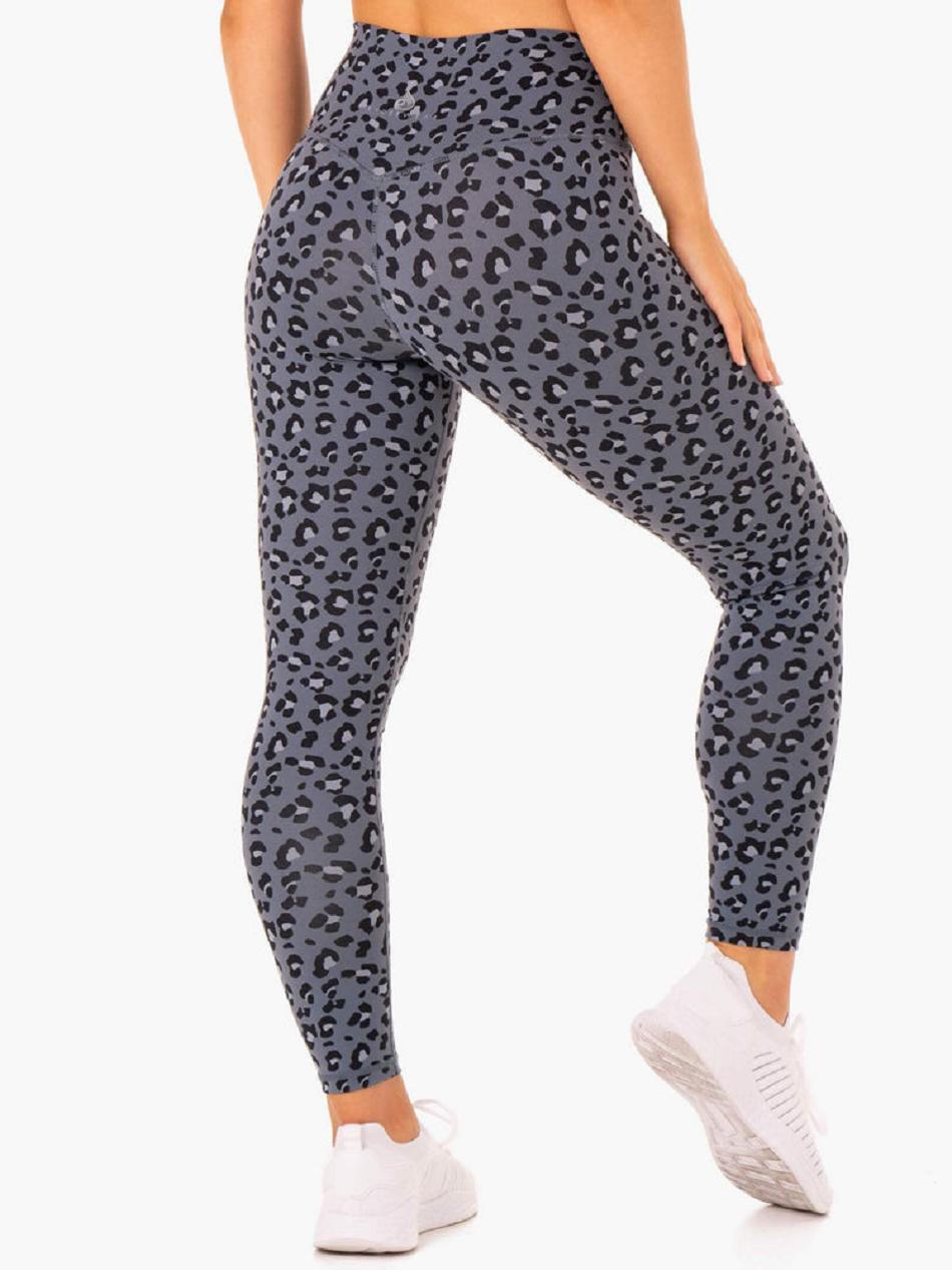 Grey / Blue / Leopard Women's Ryderwear Hybrid Full Length Leggings | ES4361101