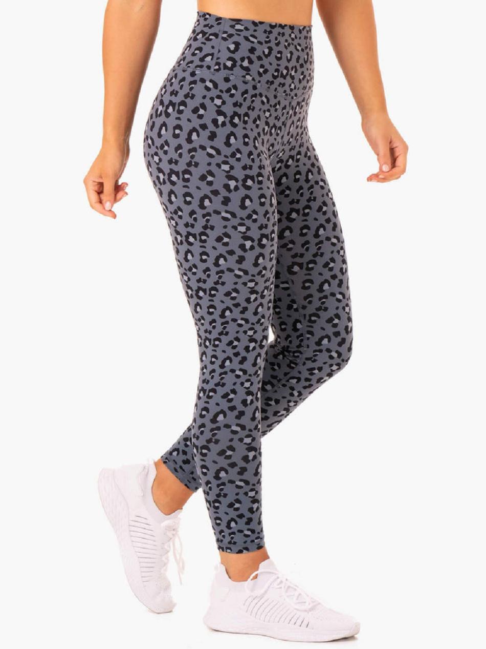 Grey / Blue / Leopard Women\'s Ryderwear Hybrid Full Length Leggings | ES4361101