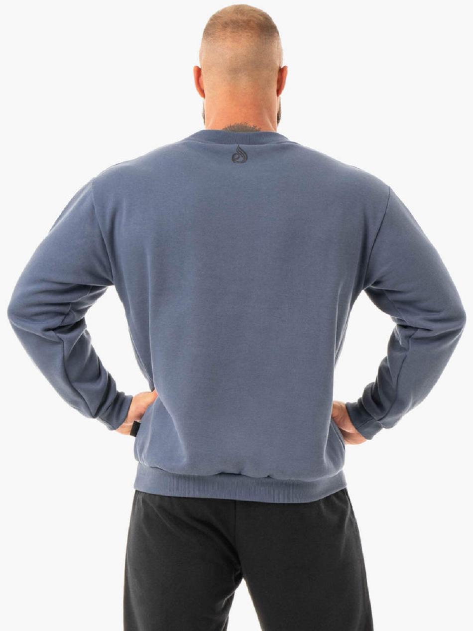 Grey / Blue Men's Ryderwear Force Pullover Sweaters | 93JS22328