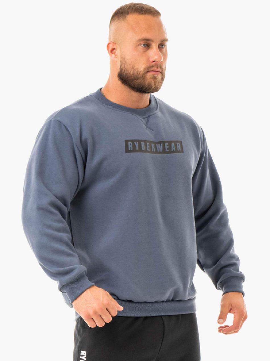 Grey / Blue Men's Ryderwear Force Pullover Sweaters | 93JS22328