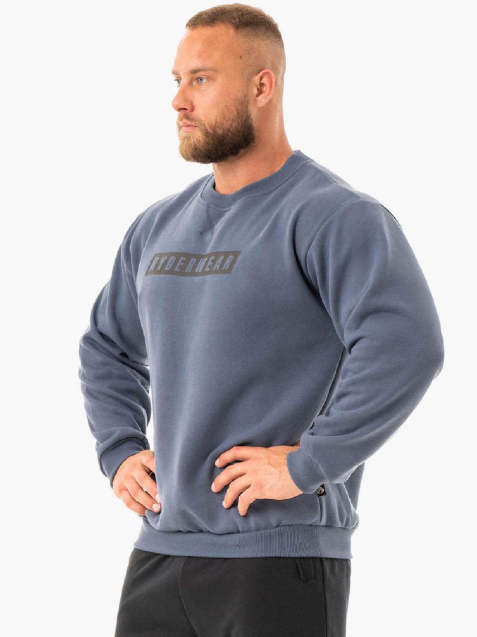 Grey / Blue Men's Ryderwear Force Pullover Sweaters | 93JS22328