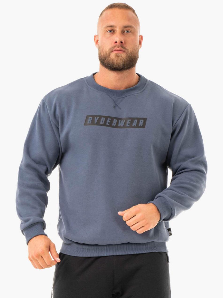 Grey / Blue Men\'s Ryderwear Force Pullover Sweaters | 93JS22328