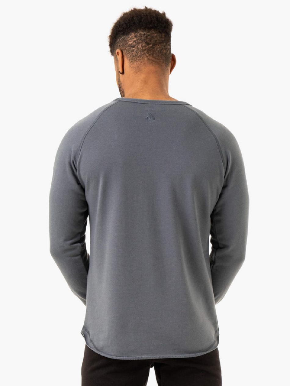 Grey / Blue Men's Ryderwear Overdrive Crew Neck Top | 91YH21237