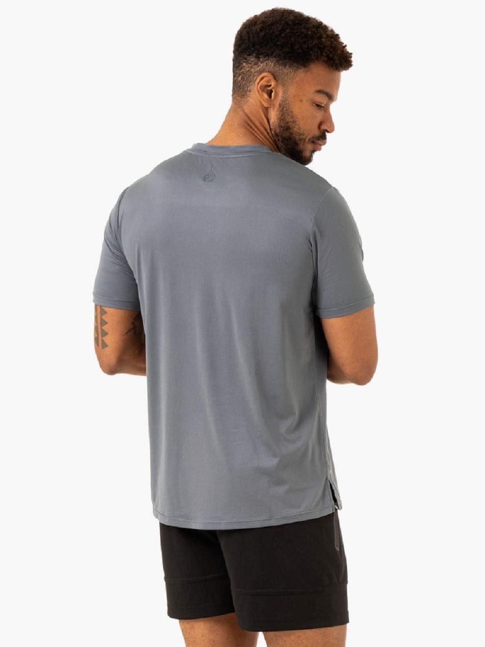 Grey / Blue Men's Ryderwear Overdrive T-Shirt Top | DF8914290