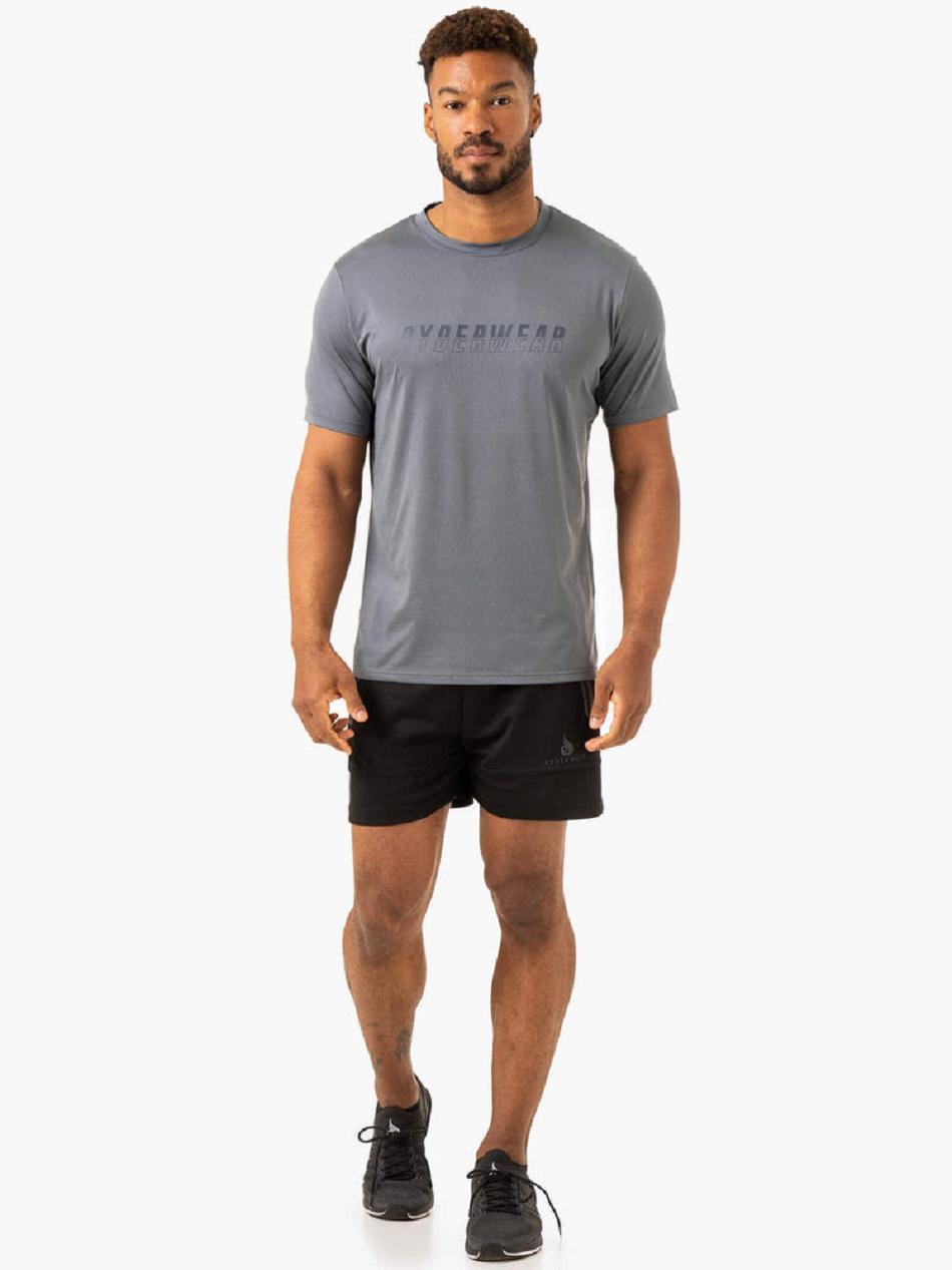 Grey / Blue Men's Ryderwear Overdrive T-Shirt Top | DF8914290