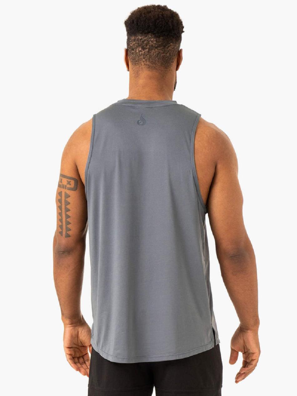 Grey / Blue Men's Ryderwear Overdrive Tank Top | FR8735290