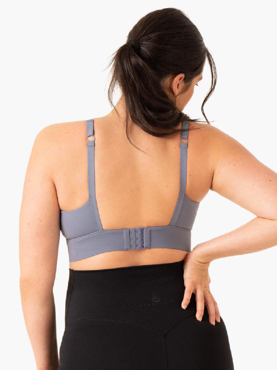 Grey / Blue Women's Ryderwear Active Bump Sports Bras | DF5556663