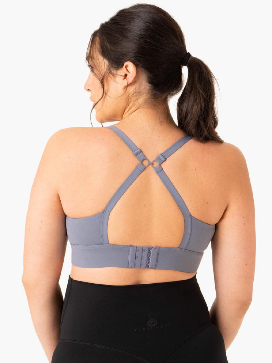 Grey / Blue Women's Ryderwear Active Bump Sports Bras | DF5556663