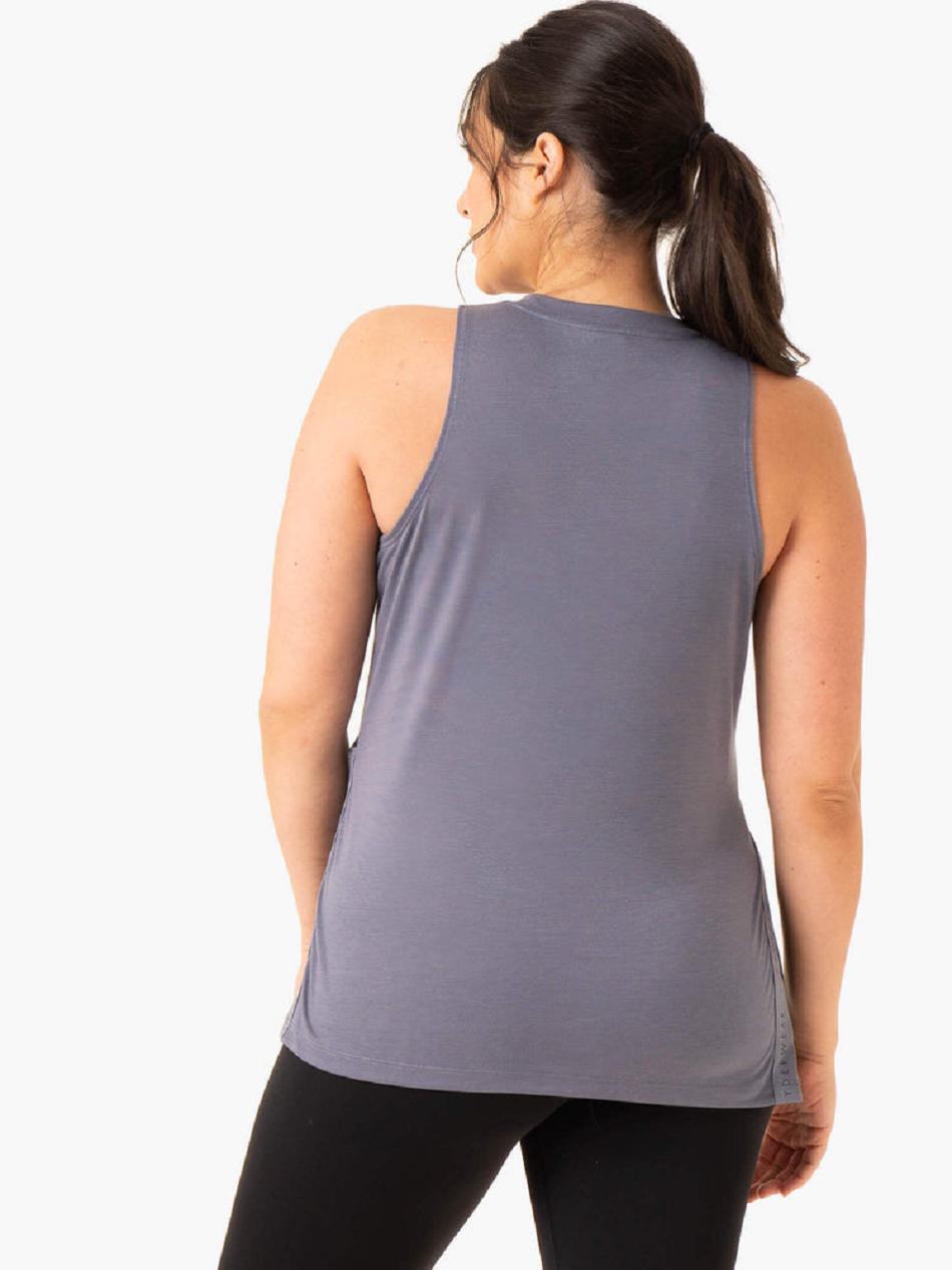 Grey / Blue Women's Ryderwear Active Bump Tanks | FG6515959