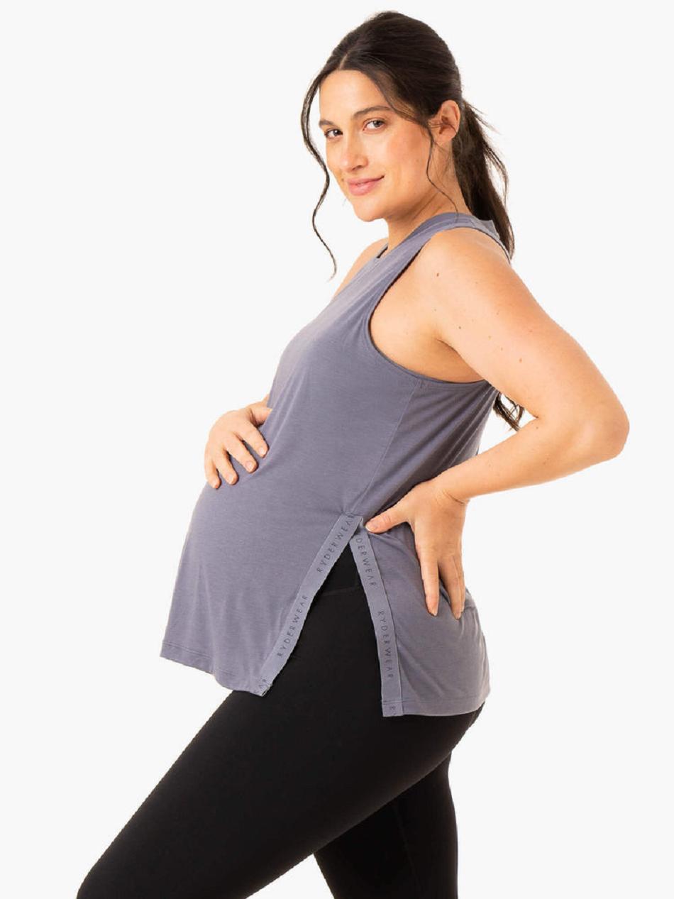 Grey / Blue Women's Ryderwear Active Bump Tanks | FG6515959