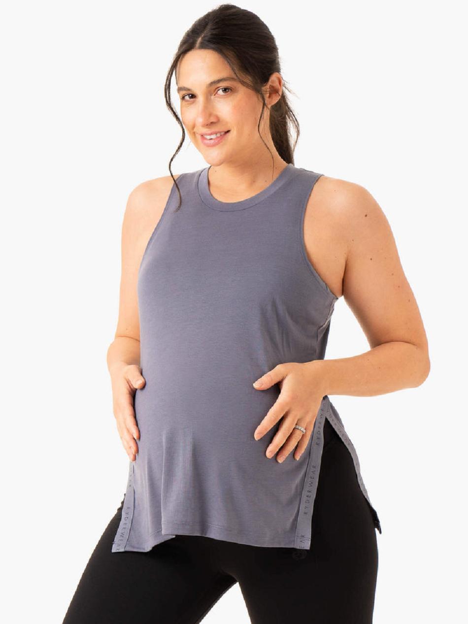 Grey / Blue Women\'s Ryderwear Active Bump Tanks | FG6515959