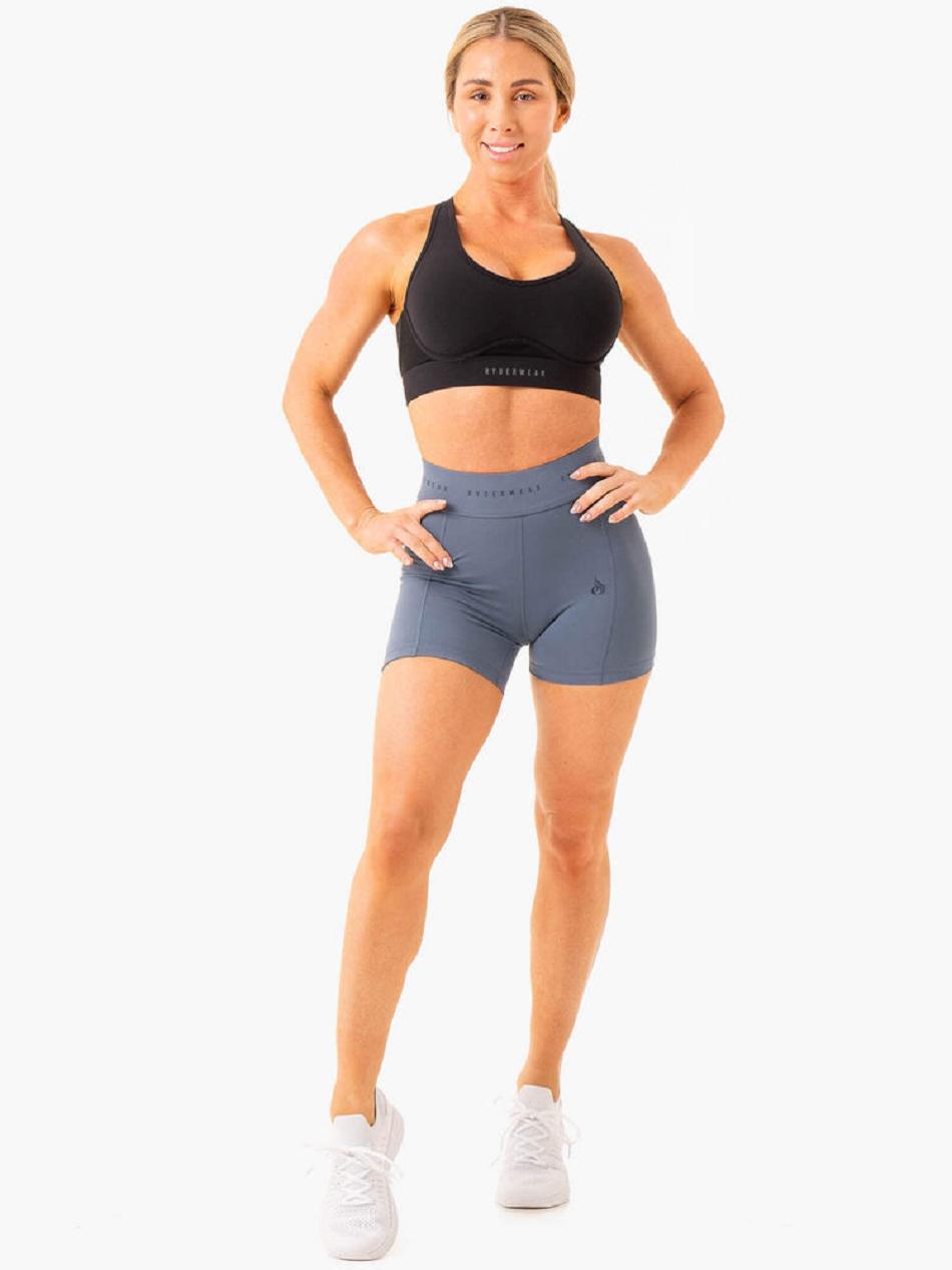 Grey / Blue Women's Ryderwear Advance Compression Short Shorts | 50RC85101