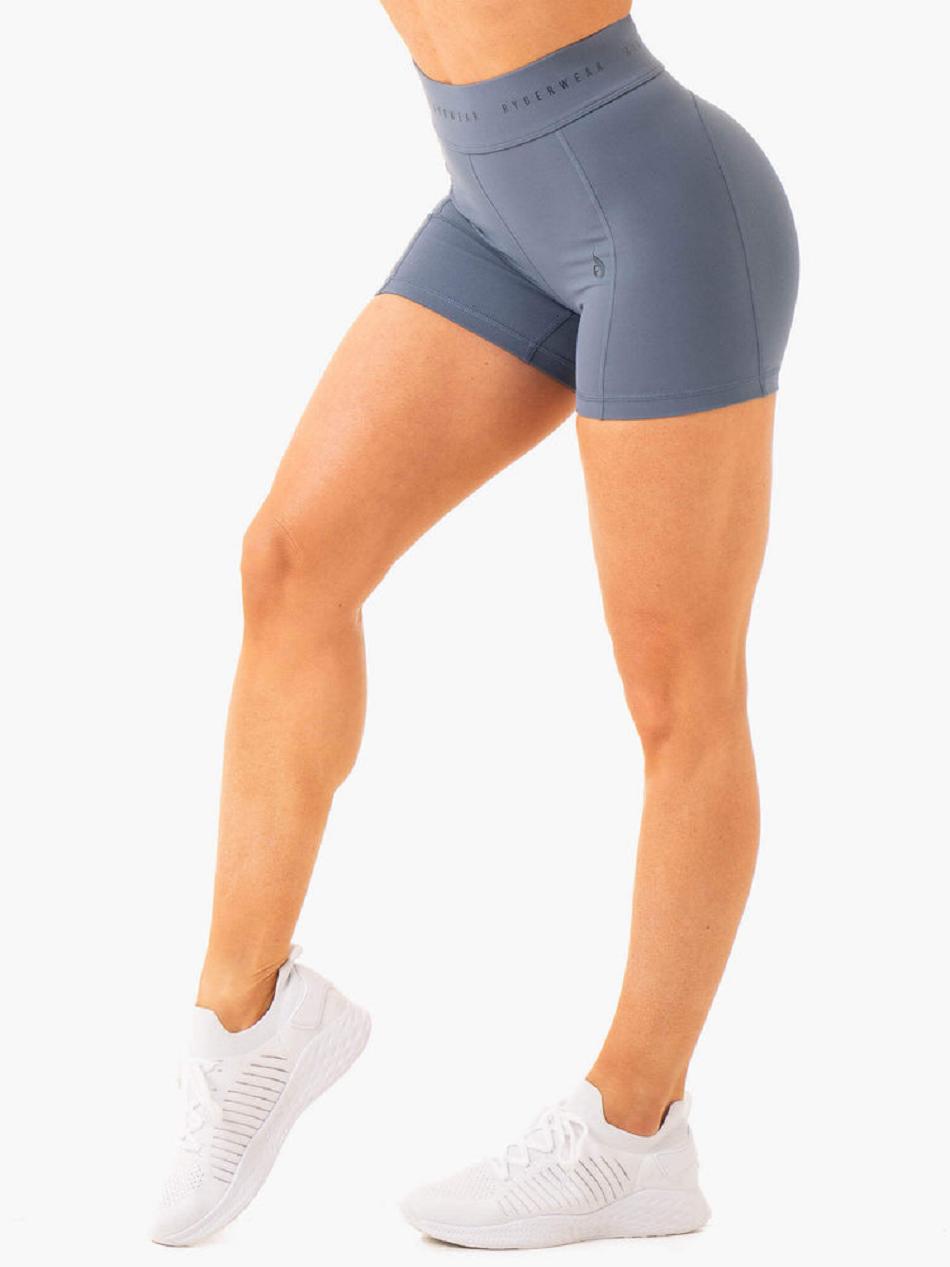 Grey / Blue Women\'s Ryderwear Advance Compression Short Shorts | 50RC85101