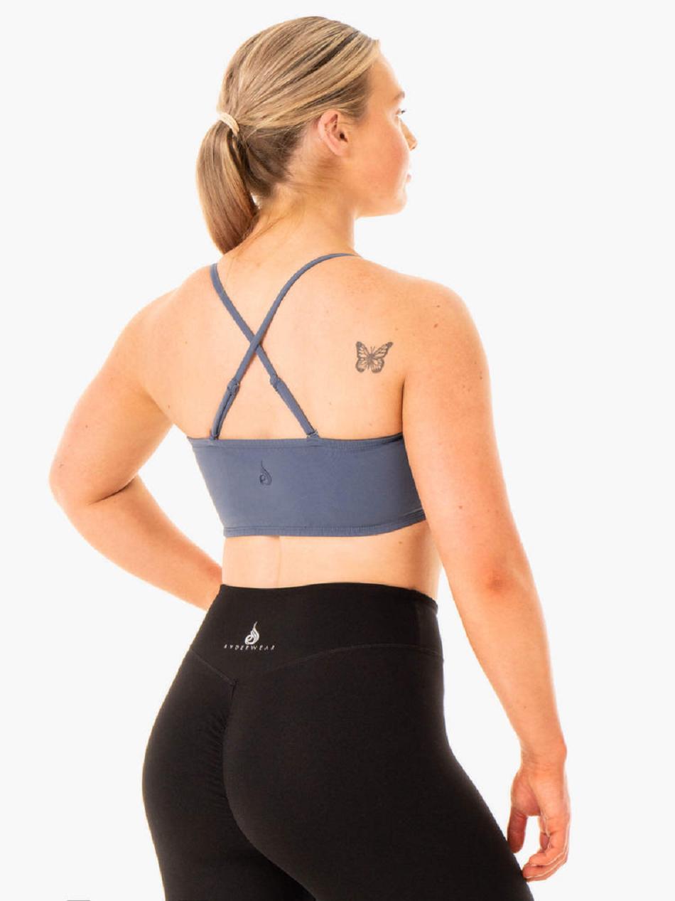 Grey / Blue Women's Ryderwear Convertible Bandeau Sports Bras | G5B30497