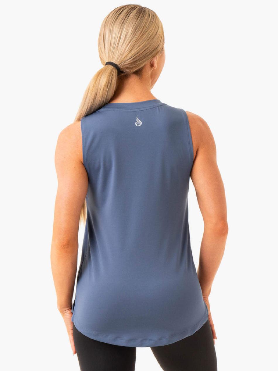 Grey / Blue Women's Ryderwear Freedom Training Tank Top | 158F85427