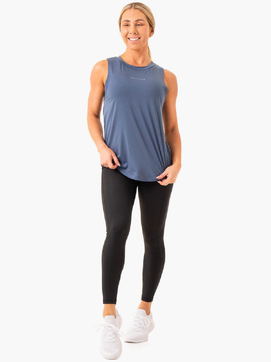 Grey / Blue Women's Ryderwear Freedom Training Tank Top | 158F85427