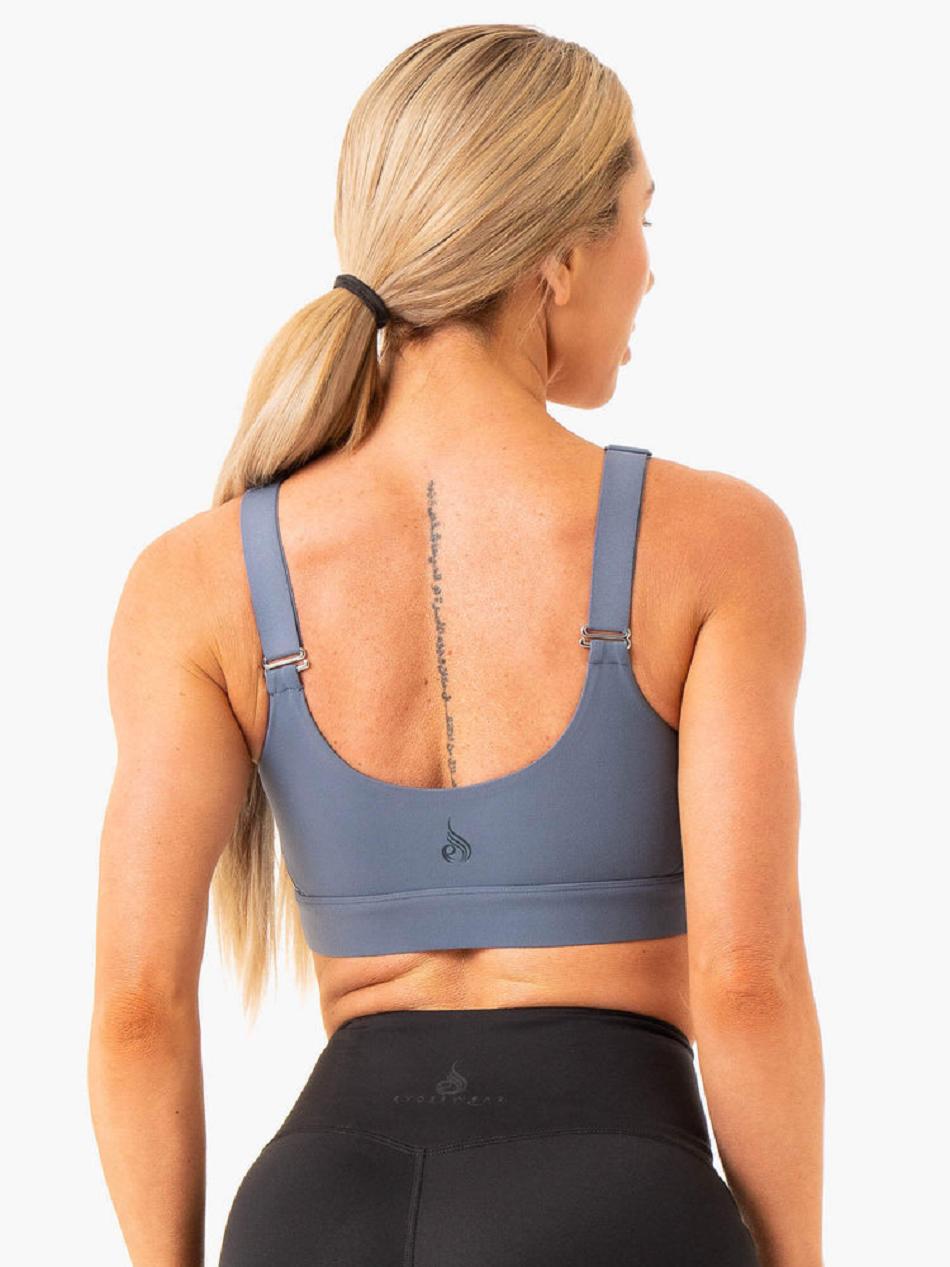 Grey / Blue Women's Ryderwear Heighten High Impact Sports Bras | DF5121762