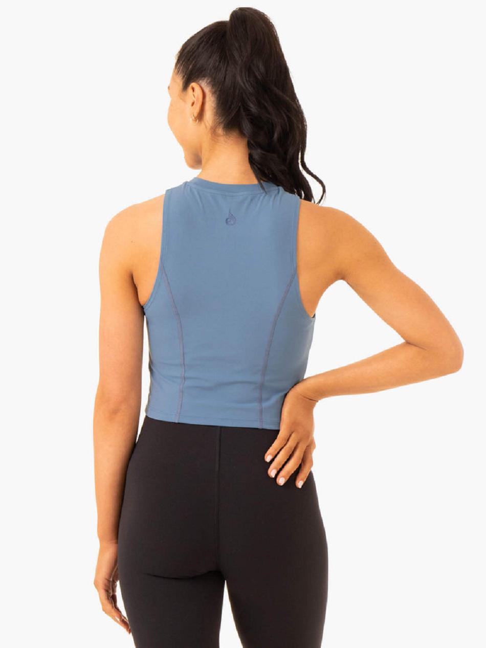 Grey / Blue Women's Ryderwear Highlight Compression Tank Top | 139DF24994