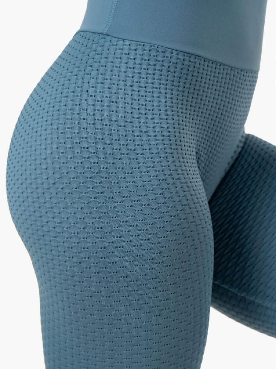 Grey / Blue Women's Ryderwear Honeycomb Scrunch Leggings Seamless | 45NG36461