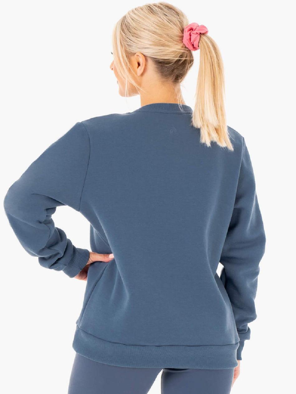 Grey / Blue Women's Ryderwear Motion Oversized Sweater Active Lounge | 77NG30341