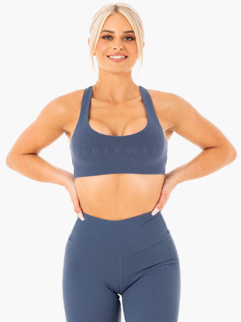 Grey / Blue Women\'s Ryderwear Motion Sports Bras | 6D5398785