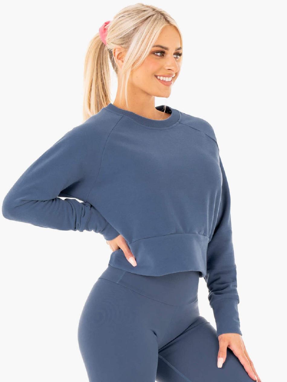 Grey / Blue Women's Ryderwear Motion Sweater Top | 59ES31321