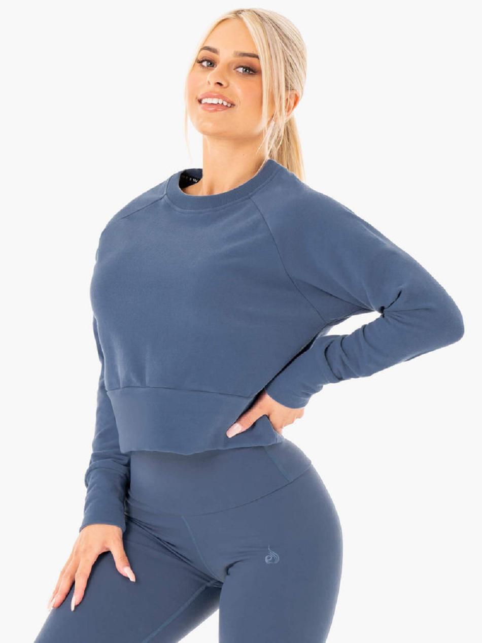 Grey / Blue Women's Ryderwear Motion Sweater Top | 59ES31321