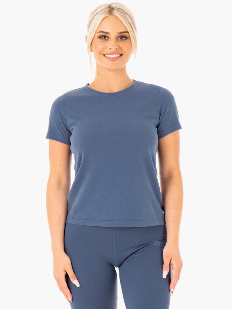 Grey / Blue Women's Ryderwear Motion T-Shirt Top | 65Y6144125