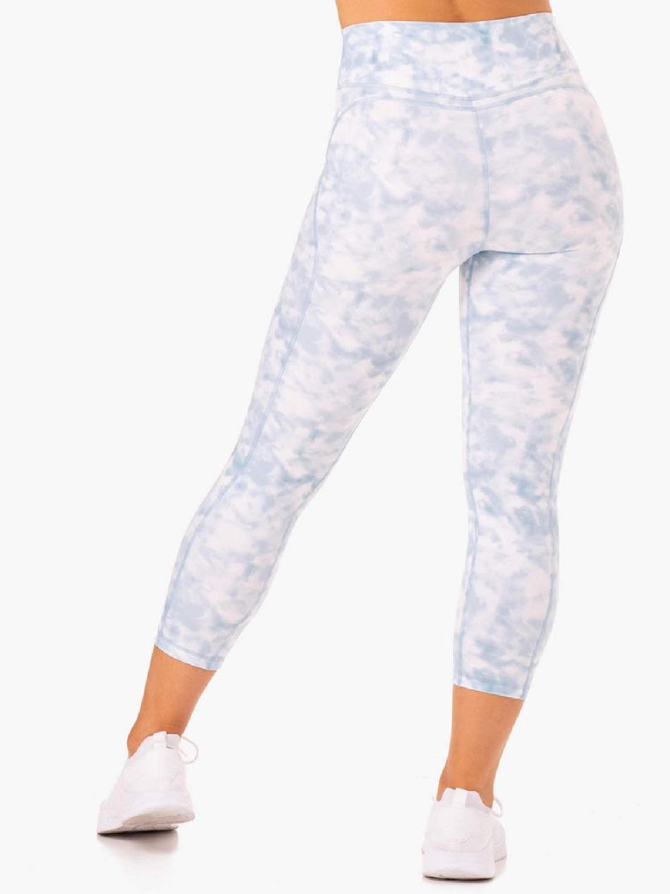 Grey / Blue Women's Ryderwear Tie Dye 7/8 Leggings | 112G84025