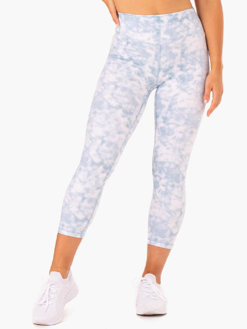 Grey / Blue Women\'s Ryderwear Tie Dye 7/8 Leggings | 112G84025