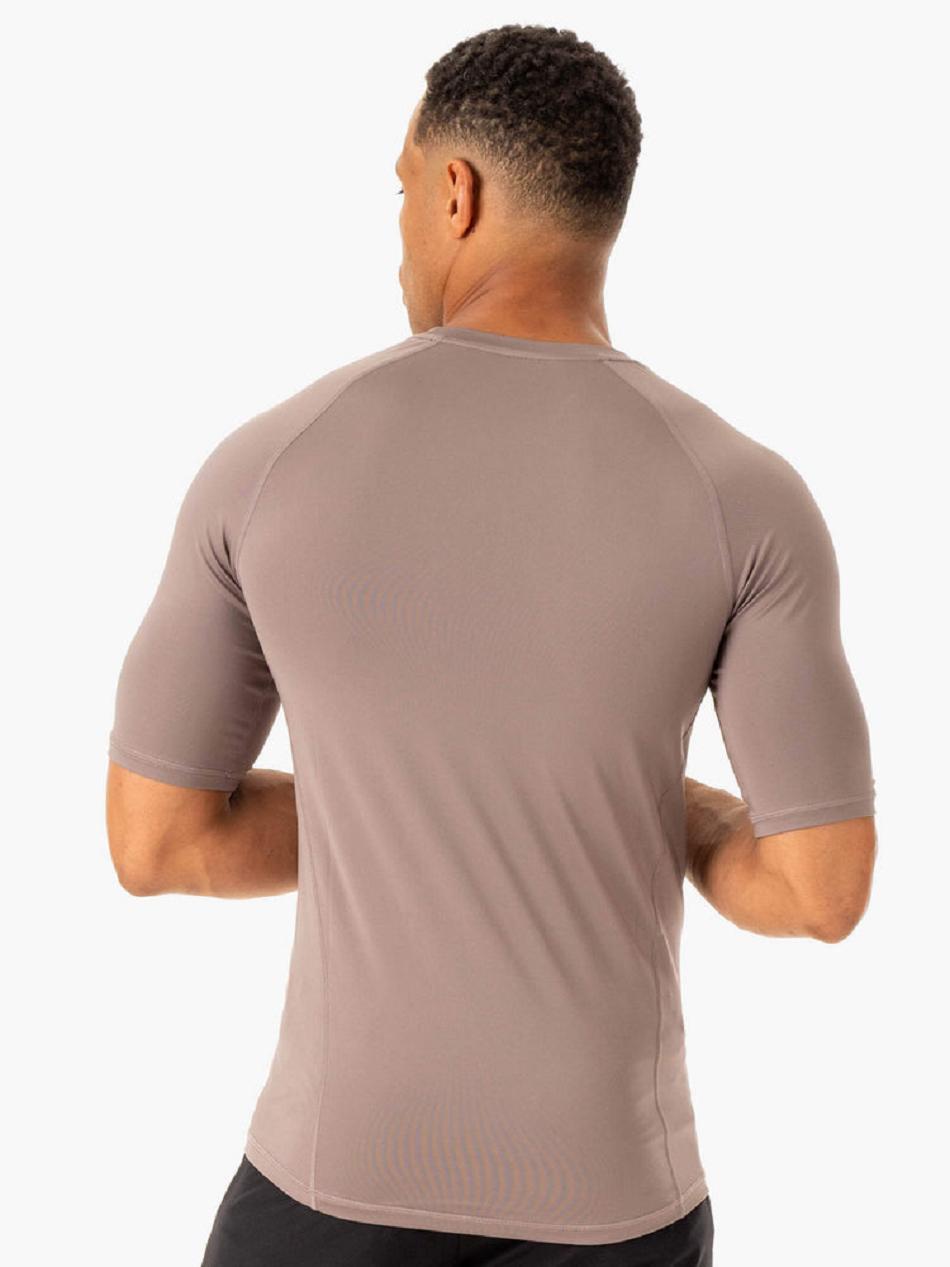 Grey Brown Men's Ryderwear Division Base Layer T-Shirt Top | 6D8656902