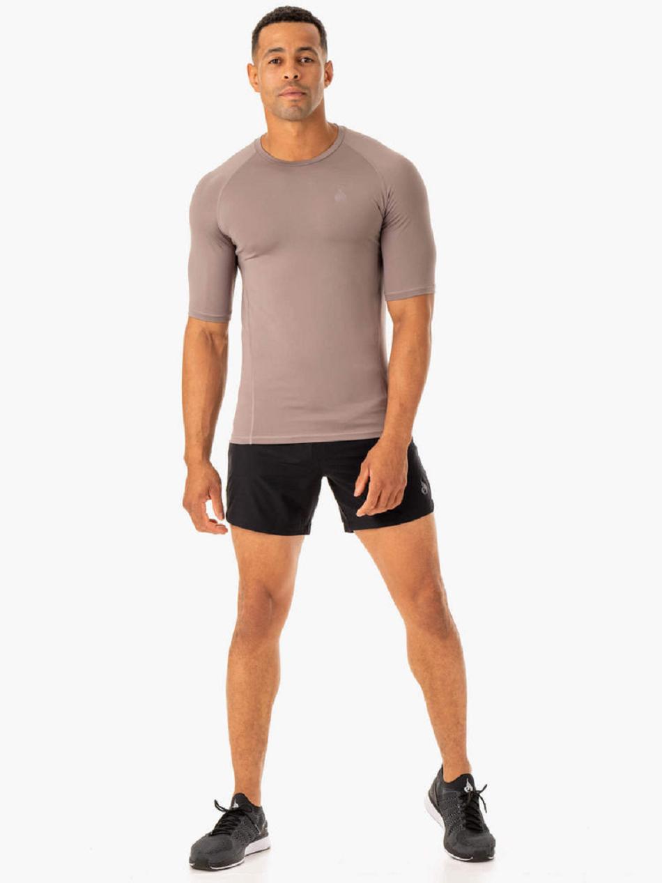 Grey Brown Men's Ryderwear Division Base Layer T-Shirt Top | 6D8656902