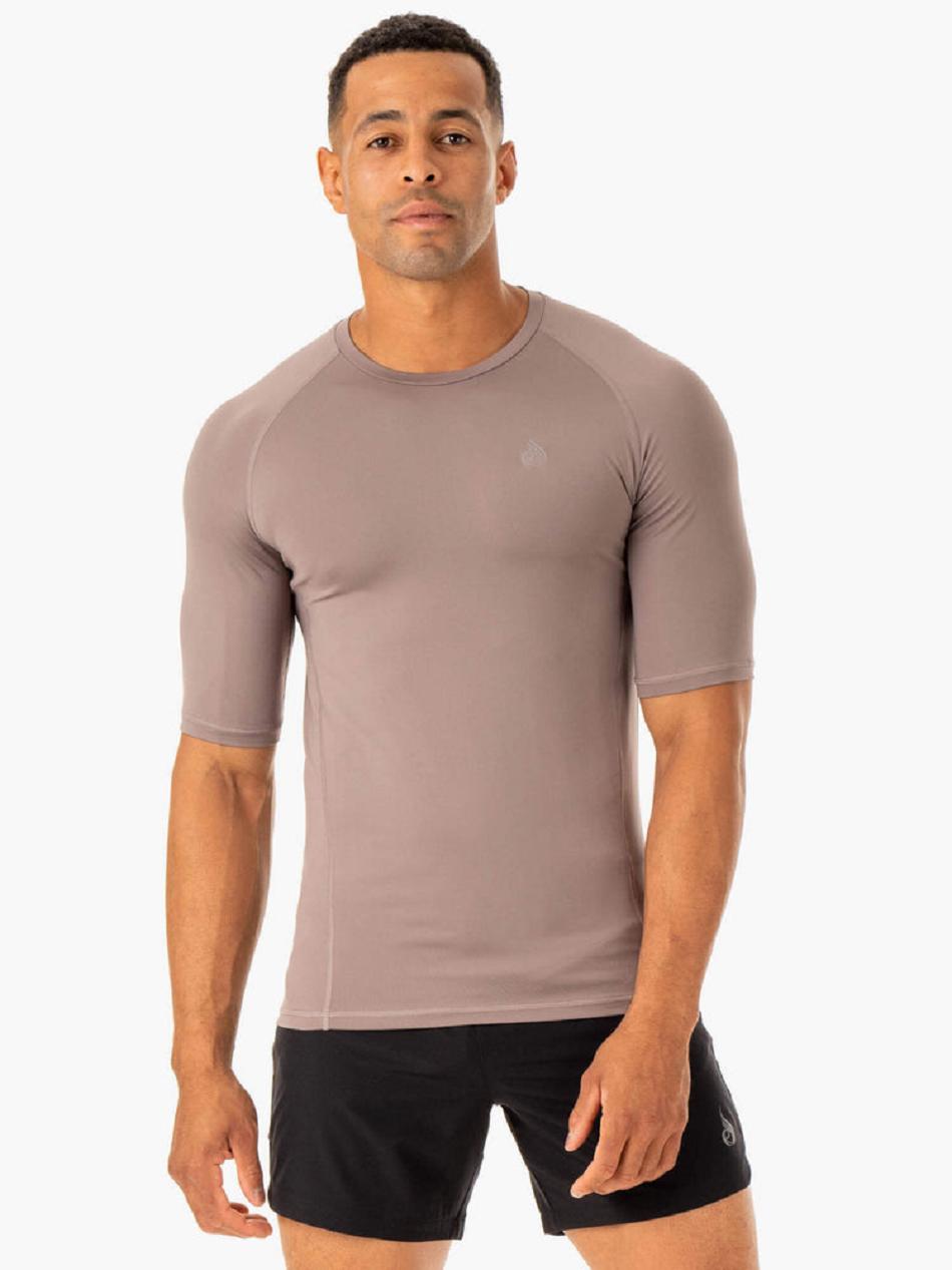 Grey Brown Men\'s Ryderwear Division Base Layer T-Shirt Top | 6D8656902