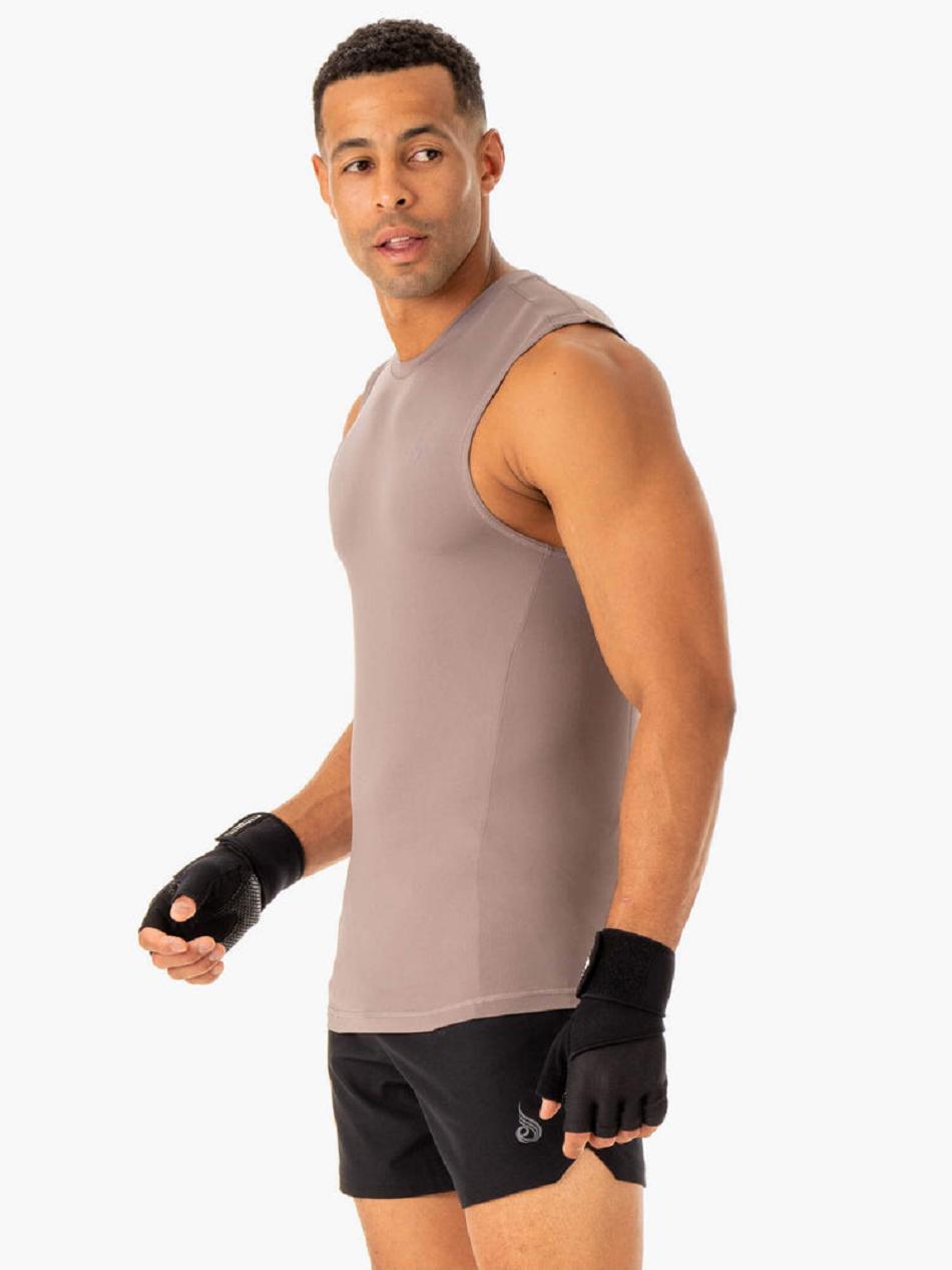 Grey Brown Men's Ryderwear Division Base Layer Tank Top | 89ES41507