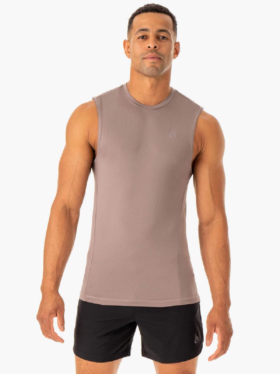 Grey Brown Men\'s Ryderwear Division Base Layer Tank Top | 89ES41507