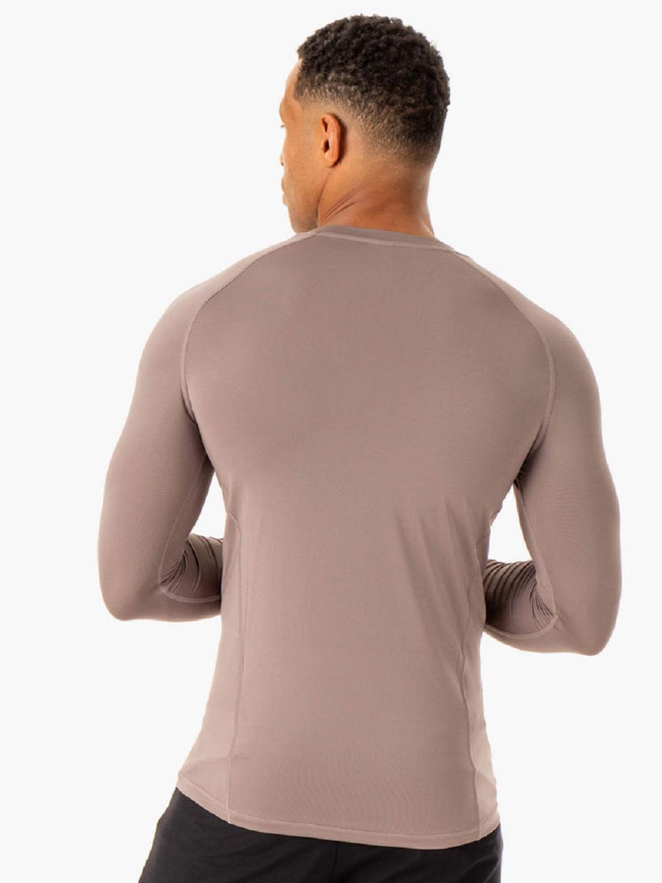 Grey Brown Men's Ryderwear Division Base Layer Long Sleeve Top | XG9085098