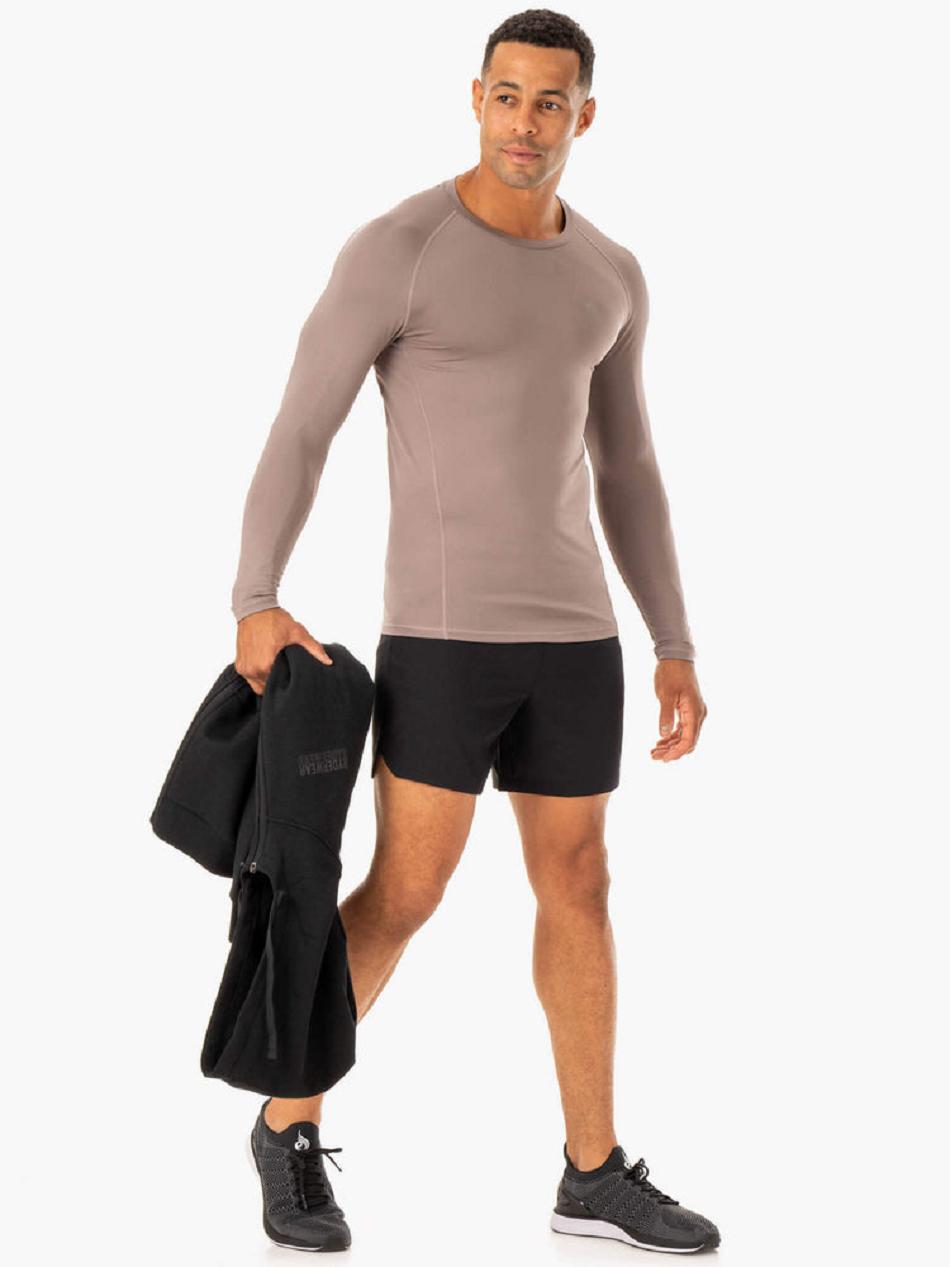 Grey Brown Men's Ryderwear Division Base Layer Long Sleeve Top | XG9085098